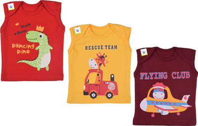 Toddylon Vest For Baby Boys & Baby Girls Cotton Blend(Multicolor, Pack of 3)