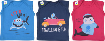 Toddylon Baby Boys & Baby Girls Printed Cotton Blend Regular T Shirt(Multicolor, Pack of 3)