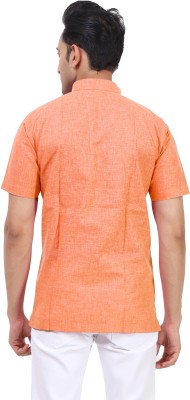 Kundan Men Solid Straight Kurta(Orange)