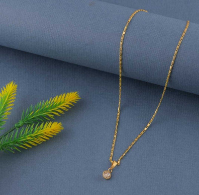 JWEENOZ 1 Diamond Gold Plated Pendant Chain Gold-plated Agate Alloy Pendant Set