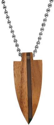 M Men Style ArrowHead Rhodium Wood, Acrylic Pendant