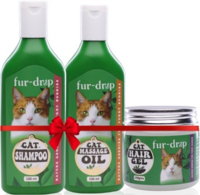 furdrop Cat oil 100ml+gel 150 gms+Shampoo 100ml Organic Combo with Natural Ingredient. Anti-itching, Anti-fungal, Flea and Tick Herbal, Lavender Cat Shampoo(350 ml)