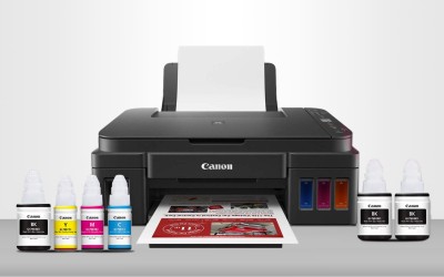 Canon G3012 Multi-function WiFi Color Printer (Color Page Cost: 0.21 Rs. | Black Page Cost: 0.09 Rs. | Borderless Printing)(Black, Ink Tank, 2 Ink Bottles Included)