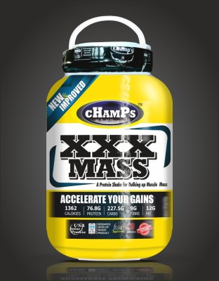 CHAMPS NUTRITION XXX MASS 2.7 kg Weight Gainers/Mass Gainers(2.7 kg, CHOCOLATE, American Ice Cream, STRAWBERRY, Mango, VANILLA, Banana)