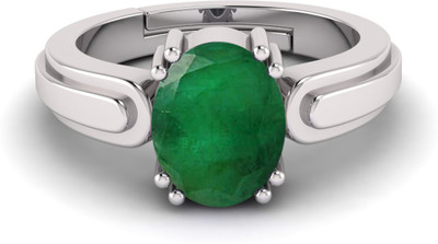 TODANI JEMS 12.25 Ratti Natural Panna Emerald Gemstone Stone Ring With Lab Certificate Metal Emerald Silver Plated Ring