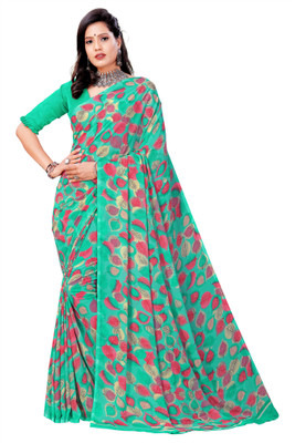 Kanooda Prints Printed Daily Wear Georgette Saree(Mustard)