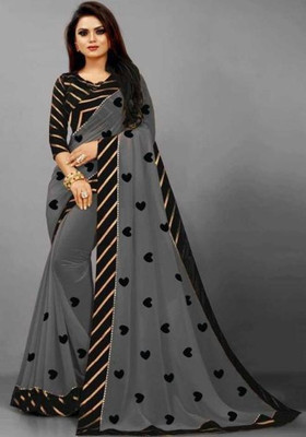 Jevlan Printed Bollywood Art Silk Saree(Grey)