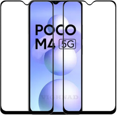 VIGHNAD Edge To Edge Tempered Glass for Poco M4 5G(Pack of 2)
