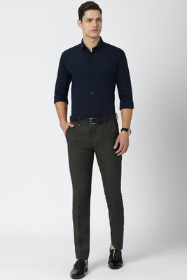 VAN HEUSEN Men Solid Casual Dark Blue Shirt