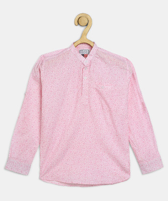 Ellipse Boys Printed Casual Pink Shirt