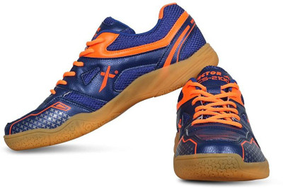 VECTOR X CS-2100 Court Shoe Men Badminton Shoe Non Marking Sole Size 6 For Men Badminton Shoes For Men(Blue, Orange , 6)