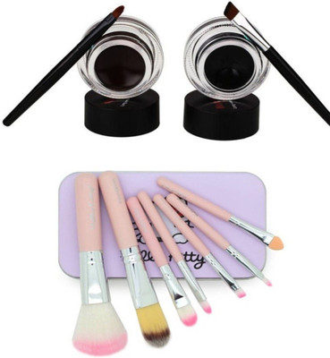 LORSHEL Gel Eye liner (Black,Bown) Makeup Brushes Set of 7(2 Items in the set)