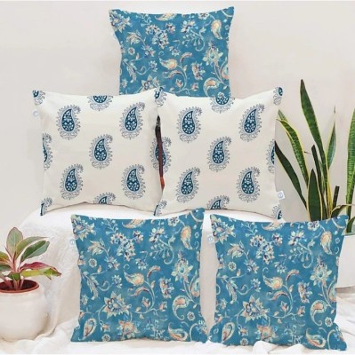 NAVRUDRA Polyester Cushions Cover(Pack of 5, 40 cm*40 cm, Blue)