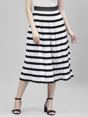 KASSUALLY Striped Women A-line Black Skirt