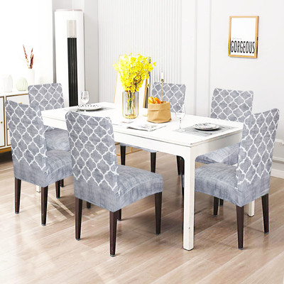 Trendize Polycotton Checkered 1 Seater Chair Cover(Grey Pack of 6)