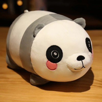 Tickles Super Soft Stuffed Plush Long and Round Animal Panda Pillow Plushie Toy  - 42 cm(White and Black)