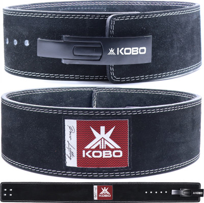 KOBO Leather Power Lifting Lever Belt Back / Lumbar Support(Black)