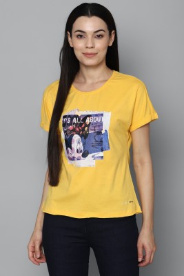 Allen Solly Graphic Print Women Round Neck Yellow T-Shirt