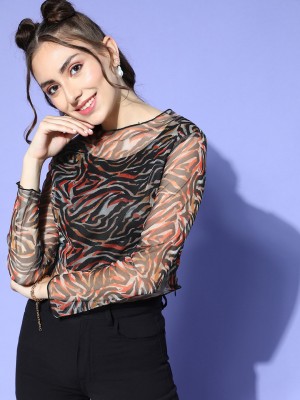 PLUSS Party Printed Women Multicolor Top