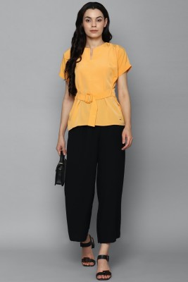 Allen Solly Casual Solid Women Yellow Top