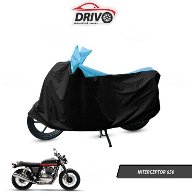 Drivo Waterproof Two Wheeler Cover for Royal Enfield(Interceptor 650, Black, Blue)