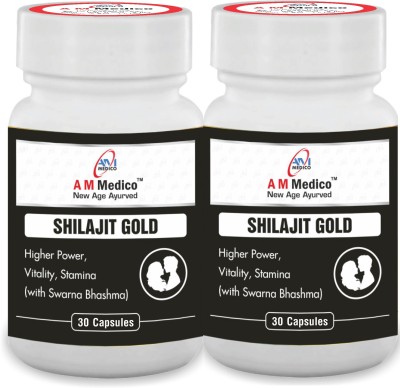 A M Medico Shilajit Gold | Ayurvedic Shilajit power, stamina and vitality | 30 Capsules(Pack of 2)