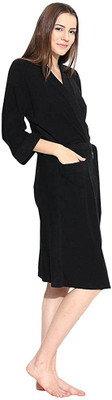 Wondercurve Black Free Size Bath Robe(WONDERCURVE WOMEN BLACK BATHROBE PK 1, For: Women, Black)