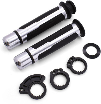 Hybrid Motors Barracuda Handle Grip SILVER Handle Bar Grip For Universal For Bike Universal For Bike(Pack of 2)