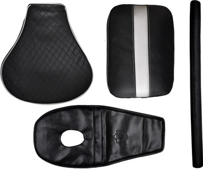 KOHLI BULLET ACCESSORIES Seat Cover Black & Silver With Tank Cover + Foam Combo For Royal Enfield Classic Split Bike Seat Cover For Royal Enfield Classic 350, Classic 500, Classic Chrome