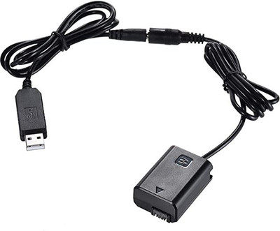 FOTON POWER NP-FW50 Dummy Battery + DC Power Bank (5V 2A) USB Adapter Cable Replacement  Camera Battery Charger(Black)