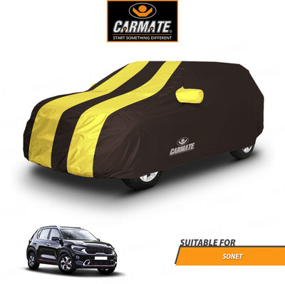 CARMATE Car Cover For Kia Sonet (With Mirror Pockets)(Yellow, Brown)