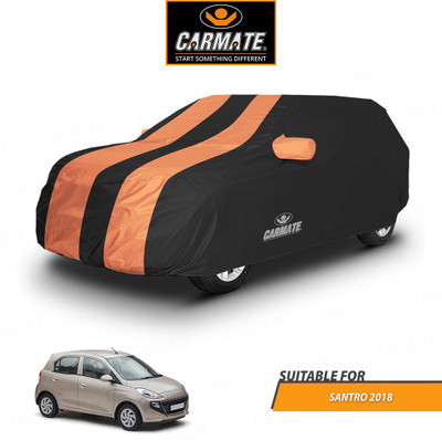 CARMATE Car Cover For Hyundai Santro L2 (With Mirror Pockets)(Orange, Black)