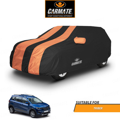 CARMATE Car Cover For Renault Triber (With Mirror Pockets)(Orange, Black)