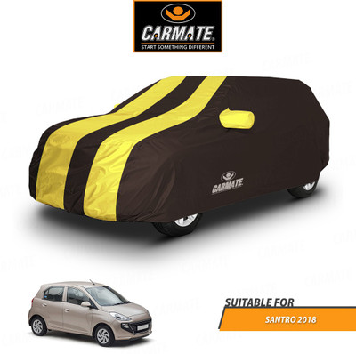 CARMATE Car Cover For Hyundai Santro L2 (With Mirror Pockets)(Yellow, Brown)