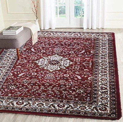 Samjeeda Handloom carpets Red Silk Carpet(5 ft,  X 7 ft, Rectangle)