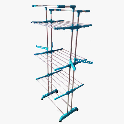 Best 4U Steel, Plastic Floor Cloth Dryer Stand B 4U-JB2SS-3T-BN009(3 Tier)
