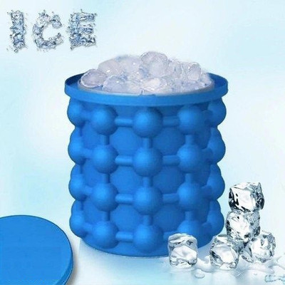 GS ECOM 1 L Silicone Ice Cube Maker Mould Ice Tray, Silicone Ice Bucketc Ice Bucket(Blue)