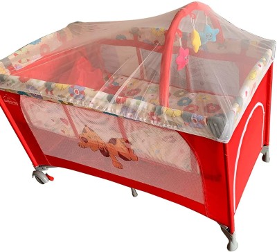 Safe-O-Kid 2 In 1 Convertible Mosquito Net, Zipper Door, Folding Baby Bed Cum Cot(Red)