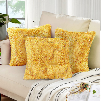 Catchyx Cart Microfibre Solid Cushion Pack of 3(Gold)