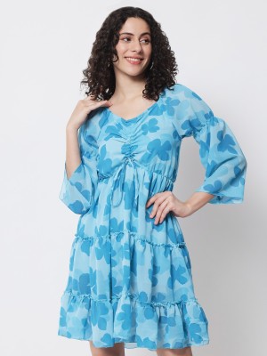 FUNDAY FASHION Women Fit and Flare Light Blue Dress