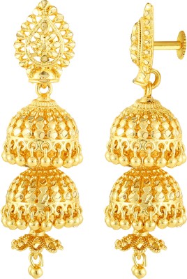 MEENAZ jhumka earrings women golden ladies traditional south screw temple 1 gram gold Ruby Alloy, Metal, Copper, Brass, Stone Drops & Danglers, Earring Set, Jhumki Earring