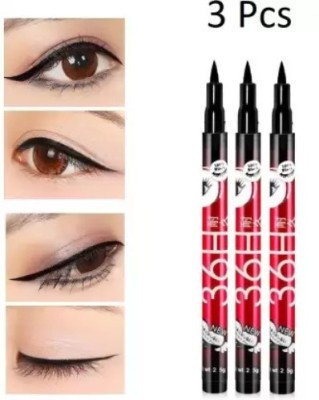 Pohok Water Smudge Proof 36 HR Long Lasting EyeLiner Pack of 3 7.5 g (The Swiss Eyes) 7.5 g(Black)