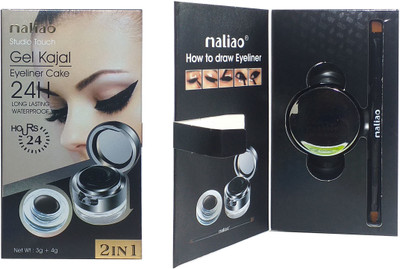 maliao Eye Brow cake with Gel Kajal Black 4 g(Black)