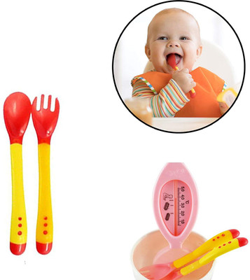 Safe-o-kid Heat Sensitive 2 Spoons 2 Forks Set, Silicone Tip  - Silicone(Spoons Set)