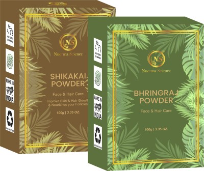 Nuerma Science Shikakai & Bhringraj Powder for Soft, Shiny Healthy Hair Growth Pack of 1 Each(200 g)