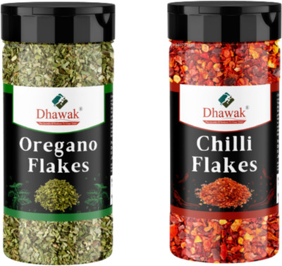 Dhawak Combo of Dried Oregano and Chilly Flakes 150 Grams Each [Jar Pack](300 g)