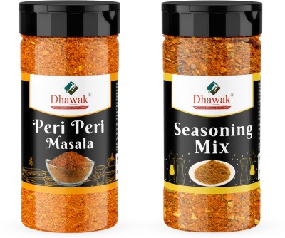 Dhawak Combo of Peri Peri Masala and Seasonings Mix 150 Grams Each [Jar Pack](300 g)