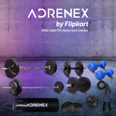Adrenex by Flipkart 30 kg PVC COMBO 343 WB with Unfilled Punching Bag & PVC Dumbbells Home Gym Combo
