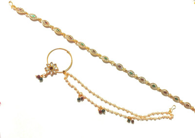 NIKYANKA Brass Gold-plated Gold, Red, Green Jewellery Set(Pack of 1)