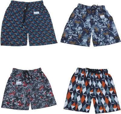 THE TINGE Short For Boys Casual Printed Pure Cotton(Multicolor, Pack of 4)